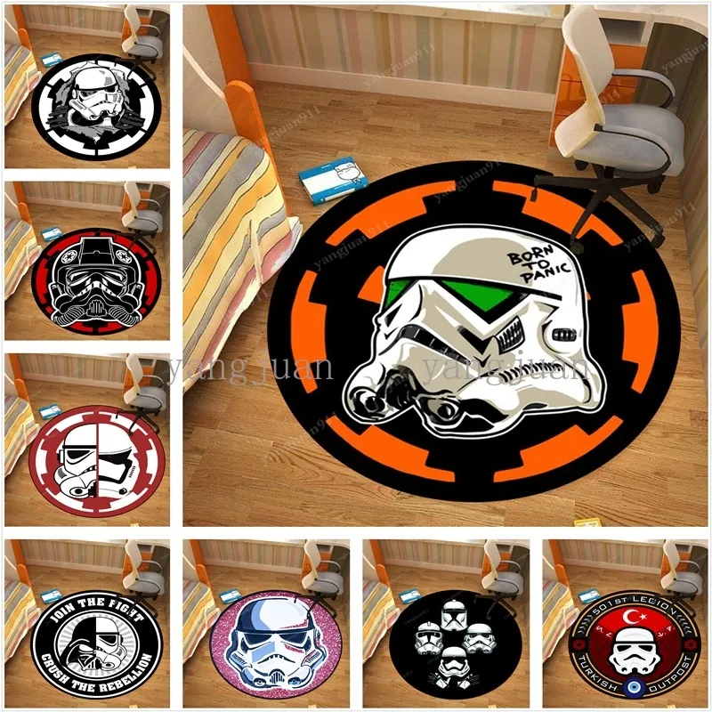 Decorative Mat] Customized Star Wars Bai Absorbent Brother Round Carpet  Black Samurai Living Room Bedroom Bedside Computer Chair Floor Mat Disney  Science Fiction Movie Foot Hanging Basket Swivel Jedi Knight Lightword Short