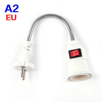 Haidianzi ช่องเสียบ E27ที่ยึดหลอดไฟที่เสียบกับสวิตช์เบา EU US Plug ที่ใส่โคมไฟ LED ฐานโคมไฟ Led