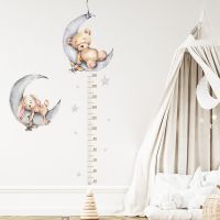 Sleeping Teddy Bear Moon Height Measure Wall Stickers for Kids Rooms Baby Room Bedroom Decoration Nursery Wallpaper Wall Decals Wall Stickers  Decals