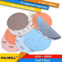 5PCS 6 Inch(150mm) Hook Loop FV Superfine Wet/Dry Auto Body Film Sanding Discs Paint Abrasive Sandpaper 600 -4000