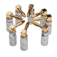 Banana angle head Plug Copper&amp;Aluminium Right Angle 90 Degree 4mm Gold-Plated Banana Plug For Video Speaker Adapter Audio Connector