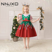 Girls Christmas dress kids cartoon snowflake print dress baby Winter