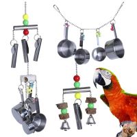 4Pcs Bird Stainless Steel Bells String Swing Cage Stand Bird Toy Parrot Teeth Grinding Hanging Chew Bird Toys Parakeet Cockatiel