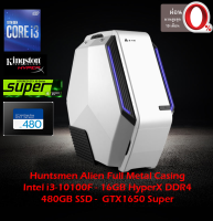 Com Set All New-Intel i3 10105F -16 GB HyperX -GTX1650Super- SSD480GB Power 600Watt (เคสพีซีสีขาวโลหะเต็ม Alien RGB Full MetalCase)