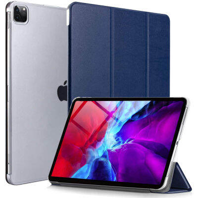 เคสอัจฉริยะสำหรับ iPad Pro 12.9 รุ่นที่ 4 2020, [รองรับการชาร์จดินสอ] น้ำหนักเบาบางสมาร์ท Tri-Fold Stand ฮาร์ดพีซีใสปกหลังสำหรับ iPad Pro 12.9 รุ่นที่ 4 2020 / 3rd Gen 2018