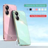 เคสป้องกันสำหรับ Realme 10 Pro Plus Realme 10 Realme 10Pro Pro + 5G 4G 2022กรอบด้านหลังเป็นซิลิโคนนิ่มชุบหรูหรา