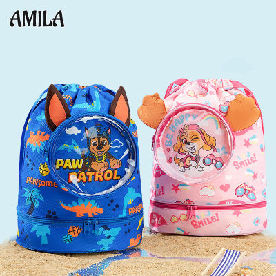 AMILA กระเป๋าเป้สะพายหลังสำหรับเด็กกันน้ำเปียกและแห้งอุปกรณ์ว่ายน้ำ
