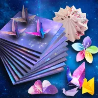 TRADER DIY งานพับ เครื่องมือการศึกษา ดอกซากุระ การพับกระดาษ ศิลปะ Origami วัสดุที่ใช้เอง Star Paper