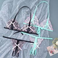 【Ready Stock】 ┅◈┋ C15 Women Sexy Lingerie Set Open Crotch Thong Lace Bra Set