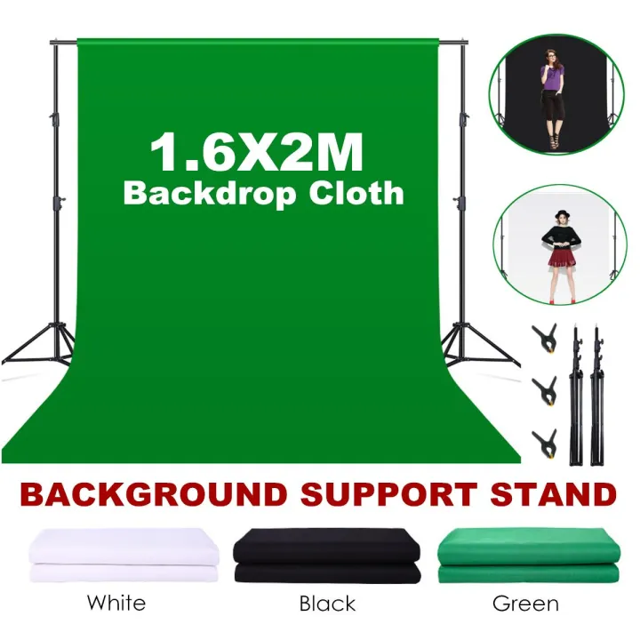 Photo Studio Background Support Stand Black+White+Green Screen Backdrop