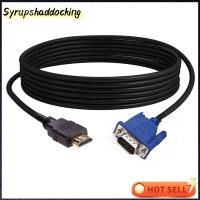 SYRUPSHADDOCKING 1-5m ร้อน 1080P ตัวเชื่อมต่อวิดีโอ HDMI เข้ากันได้กับตัวแปลง VGA เอาต์พุตการแสดงผล สายแปลง AV ชายไปชาย