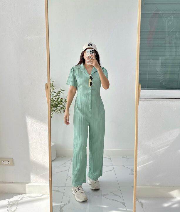 พร้อมส่ง-จั้มสูทขายาว-ผ้าเปลือกไม้-jj32