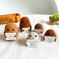 Positive Energy Potato Tiny Desktop Ornament Yarn Knitted Toy Handmade Doll Funny Kids Christams Gifts