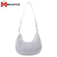 MOJOYCE Crescent Diamonds กระเป๋าถือผู้หญิงหนัง Rhinestones ไหล่ใต้วงแขน Tote