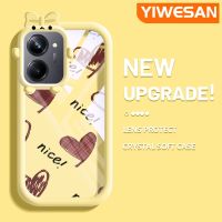 YIWESAN เคสสำหรับ Realme 10 Realme 10 Pro Plus 5G เคสลายการ์ตูนน่ารักลายช็อกโกแลตหัวใจเคสนิ่มสีสันสดใสโปร่งใสกันกระแทกใสเคสโทรศัพท์รูปเรียบง่าย