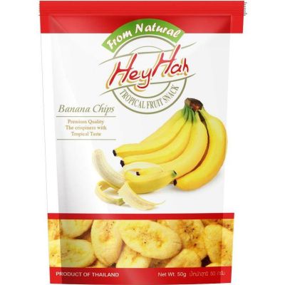 Heyhah กล้วยกรอบ เฮฮา Banana chips ผลไม้แห้งไม่ผสมน้ำตาล (50g)