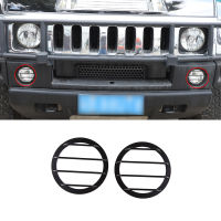 สำหรับ Hummer H2 2003-2009รถจัดแต่งทรงผมสแตนเลสสีดำรถด้านหน้าไฟตัดหมอกโคมไฟ SiLVTONer ปกตัดภายนอกอุปกรณ์เสริมในรถยนต์