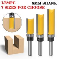 1/3 / 4pc 8mm Shank Straight End Mill Template Trim Hinge Mortising Router Bit Trimmer ทําความสะอาด Flush Trim Box Bits