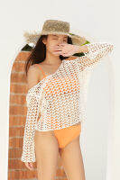 Bonita Crochet เสื้อคลุมตัวสั้น ถักเป็นลายหัวใจ