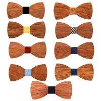 【cw】 Bow Tie Men Ties Classic Business Wood Color