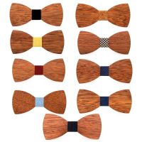 E8FA Handmade Cork Wooden Bow Ties For Men Wedding Party Unique Accessories Neckwear Solid Color Whole Wood Butterfly