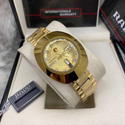 นาฬิกา ราโด้ รุ่น เดียสตาร์ หน้าปัดสีทอง gold dial diamond 36 mm automatic men’s Watch รับประกันภาพถ่ายจากสินค้าจริง