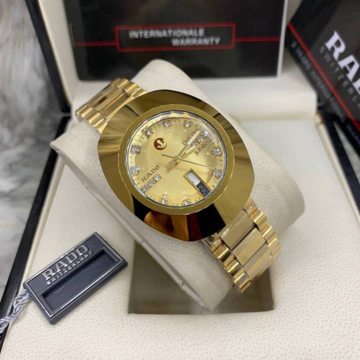 นาฬิกา-ราโด้-รุ่น-เดียสตาร์-หน้าปัดสีทอง-gold-dial-diamond-36-mm-automatic-men-s-watch-รับประกันภาพถ่ายจากสินค้าจริง