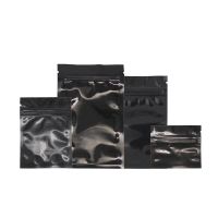 Black Color Zipper Bags Zip lock Pouch Glossy  Plastic Smell Proof Pouch 100 Pcs Small Gift Sample 1g-3.5g Powder Flower Bag Food Storage Dispensers