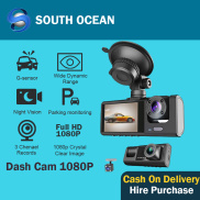 Dash Cam Cho Xe Phía Trước Và Phía Sau Dashcam 3 Máy Ảnh 1080P HD Đầu ghi