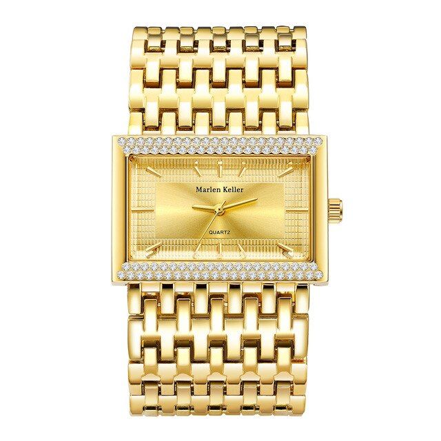 relogio-feminino-2023นาฬิกาผู้หญิงสแตนเลสสี่เหลี่ยมสีทองนาฬิกาข้อมือของผู้หญิงมาใหม่ล่าสุดแบรนด์หรู