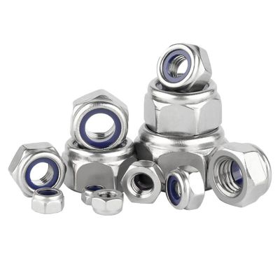 10/30/50pcs Nylon Locknut 304 Stainless Steel Hex Hexagon Lock Nut M3 M4 M5 M6 M8 M10 Non Slip Nuts Insert Self-locking Lock Nut Nails  Screws Fastene