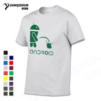 YUANQISHUN 2019 Boutique T-shirt Funny Android Robot Men Tshirt Spoof Apple Logo Humor Printed T Shirt 100% Cotton O-Neck Tees XS-4XL-5XL-6XL