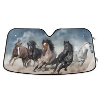 ◇ New Car Windshield Sunshade Horse Print Sun Visors Covers For Ordinary Car Reflective Foil Anti UV Curtain Front Auto Window