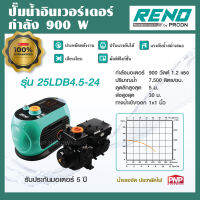 RENO ปั๊มน้ำอินเวอร์เตอร์ 900W ปั๊มน้ำ ปั้มน้ำ ปั๊มบ้าน แรงดันคงที่ ประหยัดไฟ เสียงเงียบ ให้น้ำเยอะ 7,500 ลิตร/ชม. RENO WISDOM 2 รุ่น 25LDB4.5-24