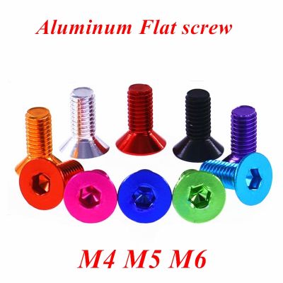 10 Buah Sekrup Datar Aluminium M4 M5 M6 Baut Sekrup Kepala Countersunk Soket Heksagonal Hex Datar Anodized 10 Warna