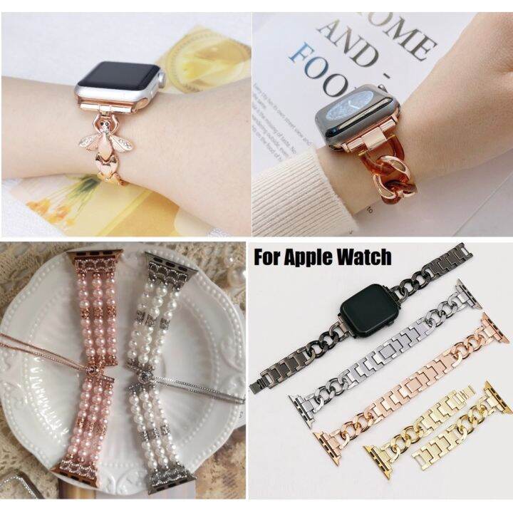 หรูหรา-สาย-applewatch-แฟลช-รูปสี่เหลี่ยมขนมเปียกปูน-โลหะหนัก-สายนาฬิกา-i-watch-strap-metal-8-7-6-se-5-4-3-2-1se2-ultra-49mm-size-41mm