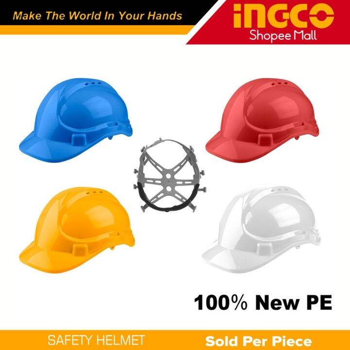 Ingco Hard Hat Safety Helmet PE Shell with Vents Chinstrap NON ...