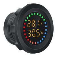 ✹✳✁ Car Digital Temperature Voltage Monitor 12V 24V Round Panel Colorful Display