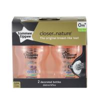 Tommee Tippee Bottle 9oz 2pcs. แพ็คคู่ ขวดนม คอกว้าง ทอมมี่ ทิปปี้ รุ่น Closer to Nature ขนาด 9 oz