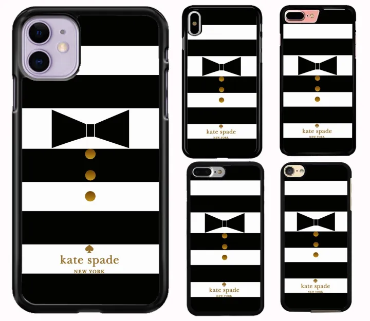 Fashion Kate Spade Black White Striped Phone Case for Apple IPhone 13 12  Mini Pro Max