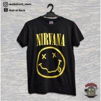 New FashionNIRVANA BLACK TSHIRT / TEE HITAM GRUNGE UNISEX FULL COTTON ROCK BAND T-SHIRT TOR CLOTHING BY SKULL OF ROCK 2023