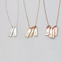 Personalised Engraved Family Monogram Initial Necklace Multi Small Tags Engraved With Letter Jewelry Great Gift for Mom Granny