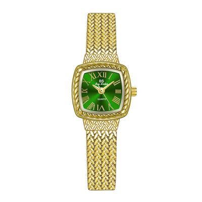 BS นาฬิกาผู้หญิงนาฬิกาข้อมือสีทองหน้าปัดเล็กนาฬิกาเงินสแตนเลสหรูหราของผู้หญิงเรียบง่ายสำหรับผู้หญิง2022