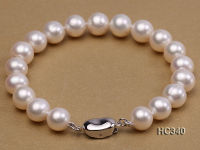 Unique Pearls jewellery Store AAA 9mm White Round Natural Freshwater Pearl Bracelet 19cm S925 Silver Clasp