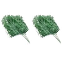 60Pcs Artificial Palm Leaves Plants Faux Palm Fronds Tropical Palm Leaves Greenery Plant for Leaves Hawaiian Party