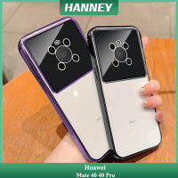 HANNEY สำหรับ Huawei Mate 40 40 Pro เคสโทรศัพท์เลนส์ในตัวกล้องปกป้องเคสเคลือบอิเล็คโทรเพลทหน้าต่างขนาดใหญ่เคลือบนิ่มกันกระแทกใสด้านหลัง MM-07