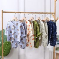 73-160cm Infant Toddlers Boys Girls Summer Autumn Gauze Cotton Anti-mosquito Sleepwear 1 2 4 6 8 10Years Kids Pajamas