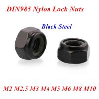 DIN985 M2 M2.5 M3 M4 M5 M6 M8 Galvanized Black Carbon Steel Self locking Nut Lock Nuts Slip Nylon Insert Hex Nut Locknuts