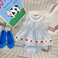 [COD] 2022 summer style infants and young children splicing love breathable one-piece clothes baby girl romper rompers