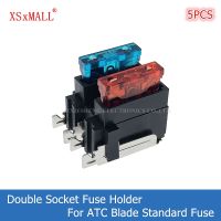 5PCS Medium Automotive Fuse Holder 40A/32V PCB Panel Mounting Horizontal Double Socket Fuse Holder For ATC Blade Standard Fuse